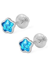 beautiful small blue silver cz baby birthstone earrings